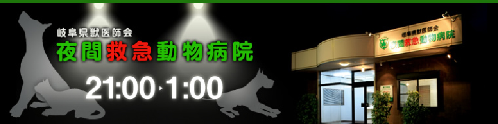 岐阜県獣医師会 夜間救急動物病院 21:00
~1:00